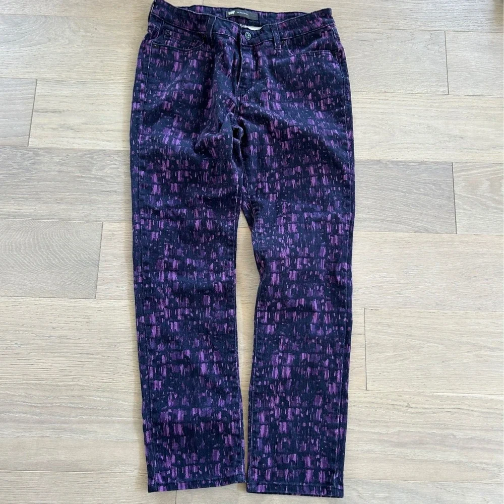 Levis Mid Rise Skinny Jeans Purple Black Abstract Print Womens 30x29